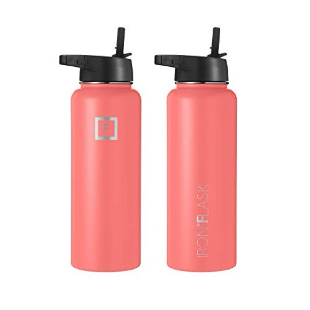 Iron Flask brand metal water bottle 40oz rubber protector pink color